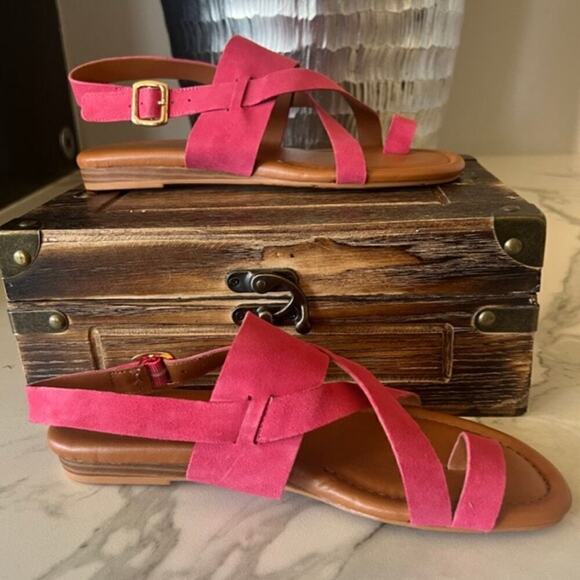 Franco Sarto Gia Suede Sandals in Pink - Picture 7 of 9
